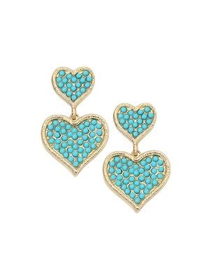 Park Lane SPLASH Earrings Turquoise Heart Drop Dangle Gold Tone Hypoallergenic